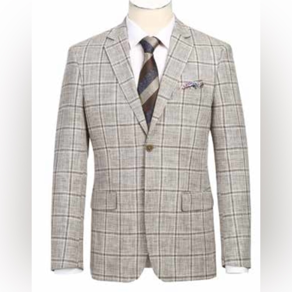 Men's Brown/Tan/Gray Plaid Blazer Slim Fit